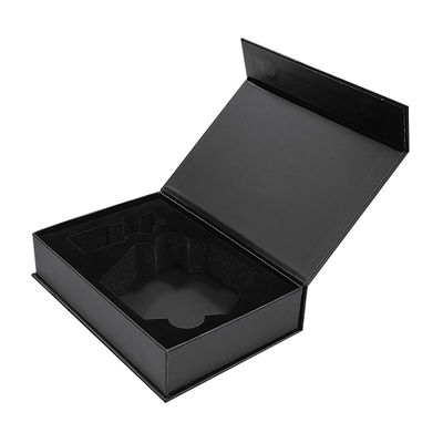 Embalaje a medida de fábrica Caja de impresión de cartón Papel negro Caja de regalo de imán Embalaje con espuma interna