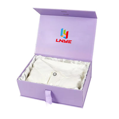 Caja magnética negra de alta gama de ropa de cartón caja de regalo de paquete de pelo humano caja de embalaje con seda de satén