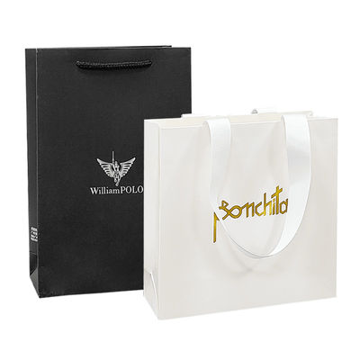 Bolsas de papel blanco y negro personalizadas para vestidos Comprar con su propio logotipo impreso