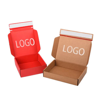 Impresión de logotipo de tamaño personalizado Caja de correo corrugada pequeña Caja de papel de embalaje cosmético auto sellado Caja de envío