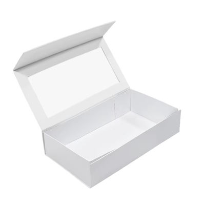 Caja de regalo plegable de cartón rígido Matt Art hecha de papel de arte y cartón Caja de regalo plegable magnética con ventana