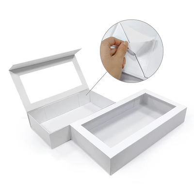 Caja de regalo plegable de cartón rígido Matt Art hecha de papel de arte y cartón Caja de regalo plegable magnética con ventana