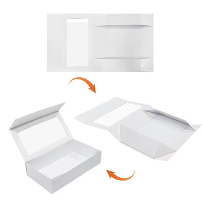 Caja de regalo plegable de cartón rígido Matt Art hecha de papel de arte y cartón Caja de regalo plegable magnética con ventana