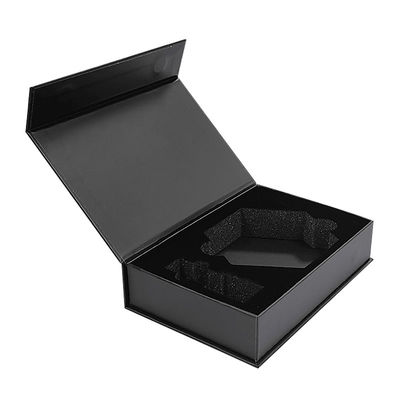 Fábrica mayorista logotipo personalizado Negro Magnético Magnético de lujo embalaje de papel plegable Caja de regalo de negocios
