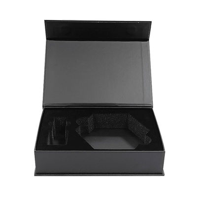 Fábrica mayorista logotipo personalizado Negro Magnético Magnético de lujo embalaje de papel plegable Caja de regalo de negocios