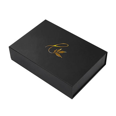 Fábrica mayorista logotipo personalizado Negro Magnético Magnético de lujo embalaje de papel plegable Caja de regalo de negocios