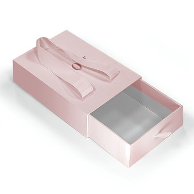 Logotipo personalizado cajón de cartón deslizante de lujo de alta gama caja de papel regalo collar brazalete joyería perfumería caja de embalaje con mango