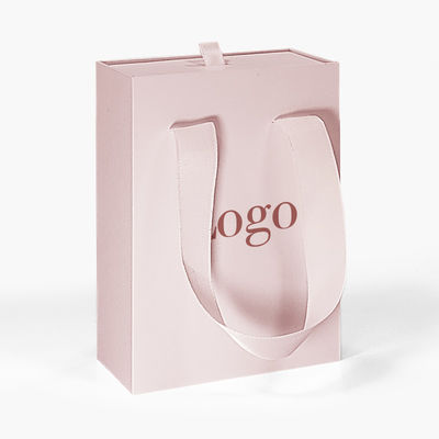 Logotipo personalizado cajón de cartón deslizante de lujo de alta gama caja de papel regalo collar brazalete joyería perfumería caja de embalaje con mango