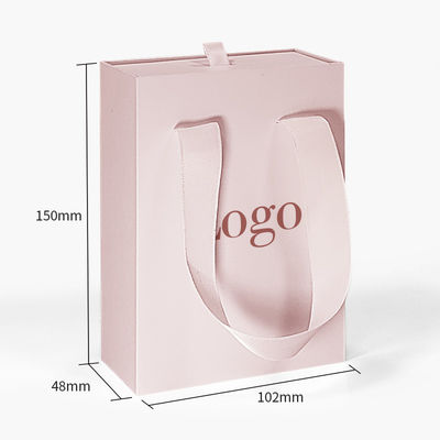 Logotipo personalizado cajón de cartón deslizante de lujo de alta gama caja de papel regalo collar brazalete joyería perfumería caja de embalaje con mango
