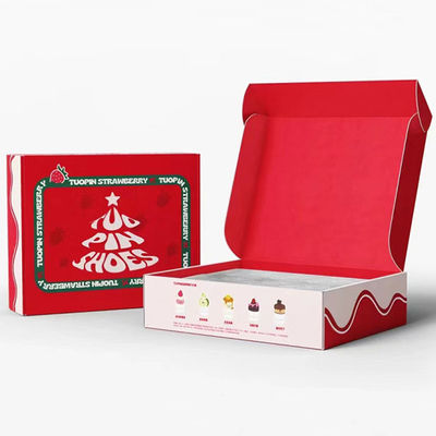 Logotipo personalizado Cartón plegable Corrugado Caja de correo Regalo navideño Embalaje cosmético Caja de envío Decoración colorida en relieve