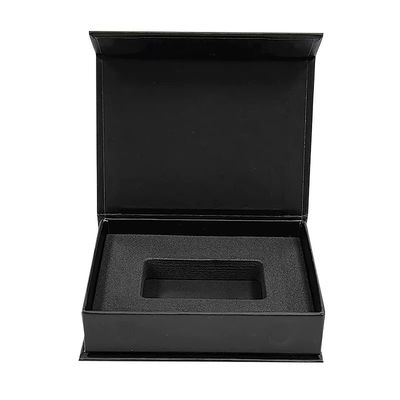 Logotipo personalizado Reloj inteligente de cartón negro de lujo Caja de embalaje de regalo magnético Reloj único con revestimiento de espuma