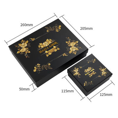 Impresión a medida de la fábrica de alta gama de joyería de lujo conjunto de cajas Golden Rose cuerda de cabello encabezado caja de embalaje