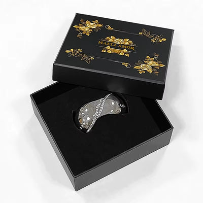 Impresión a medida de la fábrica de alta gama de joyería de lujo conjunto de cajas Golden Rose cuerda de cabello encabezado caja de embalaje