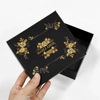 Impresión a medida de la fábrica de alta gama de joyería de lujo conjunto de cajas Golden Rose cuerda de cabello encabezado caja de embalaje