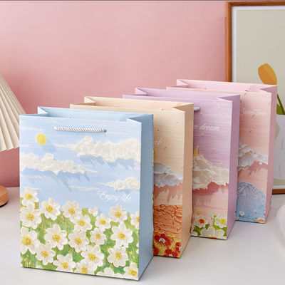 Kraft personalizado bolso de papel de embalaje pequeño rosa personalizado bolso de papel de embalaje de arte portátil