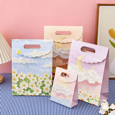 Kraft personalizado bolso de papel de embalaje pequeño rosa personalizado bolso de papel de embalaje de arte portátil