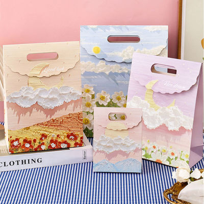 Kraft personalizado bolso de papel de embalaje pequeño rosa personalizado bolso de papel de embalaje de arte portátil