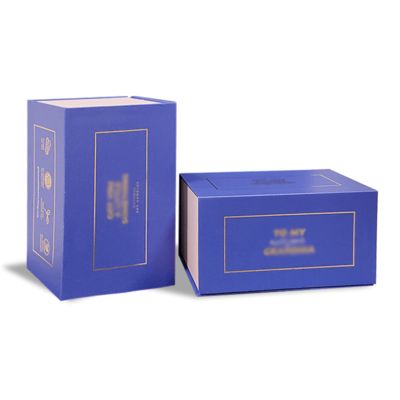 Logotipo personalizado Color Cuadrado Azul Magnético Joyería Embalaje Cajas de regalo de lujo para el presente