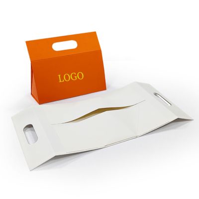 Caja de regalo plegable con forma especial y diseño único personalizado con su propio logotipo, portátil con asa