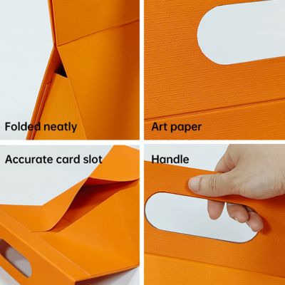 Caja de regalo plegable con forma especial y diseño único personalizado con su propio logotipo, portátil con asa