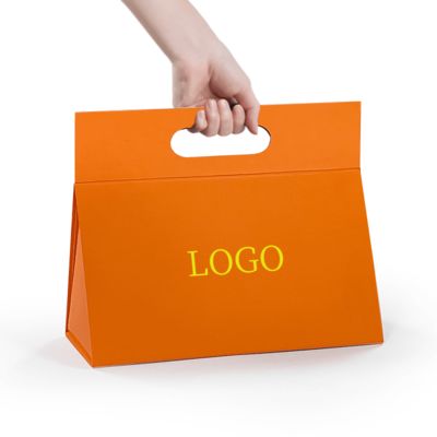 Caja de regalo plegable con forma especial y diseño único personalizado con su propio logotipo, portátil con asa