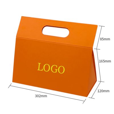 Caja de regalo plegable con forma especial y diseño único personalizado con su propio logotipo, portátil con asa
