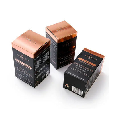 Tubos de brillo labial transparentes con papel de oro y logotipo personalizado Impreso Cajas de papel duradero para champú de aceite de esmalte de uñas CMYK