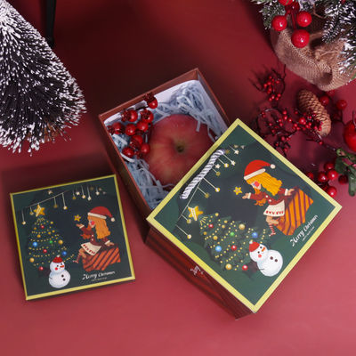 Lujo estilo de Navidad personalizado Embalaje de regalo respetuoso con el medio ambiente de cartón tapa superior roja caja de regalo de la cinta de Navidad