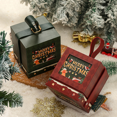 Caja de regalos de Navidad de lujo Elegante diseño de oro rojo Para celebraciones familiares