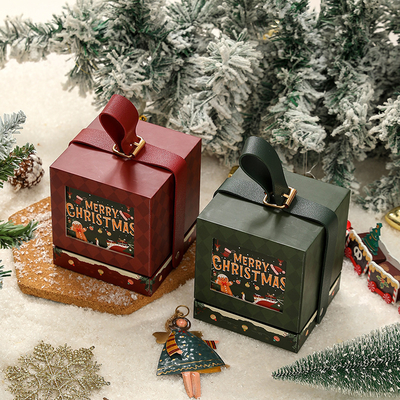 Caja de regalos de Navidad de lujo Elegante diseño de oro rojo Para celebraciones familiares