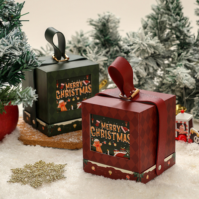 Caja de regalos de Navidad de lujo Elegante diseño de oro rojo Para celebraciones familiares