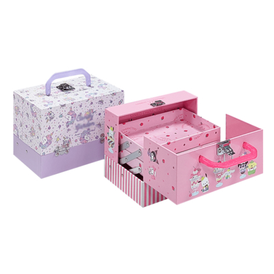 Caja de regalo de juguete personalizada para niños de lujo de cartón rígido estilo maleta con mango de metal