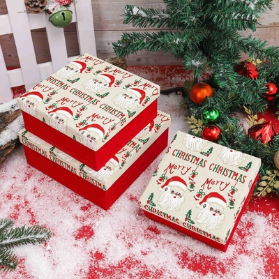 Cajas de regalo de Navidad con cinta de impresión personalizada Cajas de regalo de Navidad de poliéster para Navidad Envase festivo al por mayor