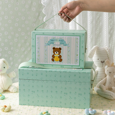 Caja de regalo de embalaje hecha a mano de cartón ecológico para niños al por mayor con asa