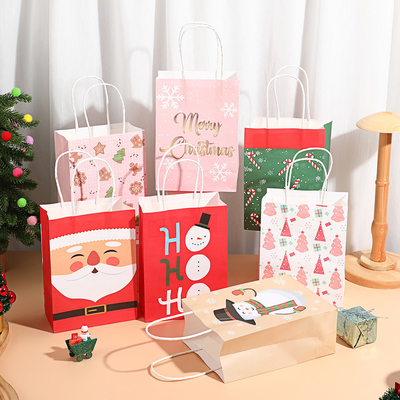Bolsas de regalo para niños de Navidad Papel reciclado Santa Muñeco de nieve X Favoritos de la fiesta de Navidad Bolsas de regalo de Navidad