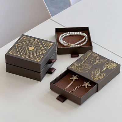 Logotipo personalizado Eco Amigable Impreso Rígido Rígido Reciclar Estilo de Papel Embalaje Cartón Caja de cajón Deslizante Para Joyería