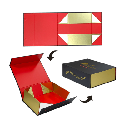 Caja magnética plegable negra de cartón rígido mate grande de lujo con logotipo personalizado Premium ISO9001