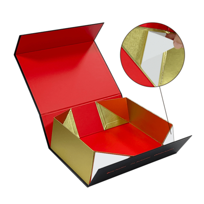 Caja magnética plegable negra de cartón rígido mate grande de lujo con logotipo personalizado Premium ISO9001
