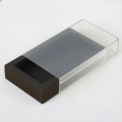 Cajas de embalaje personalizadas de alta gama Caja de cajón de papel Kraft con ventana PET transparente
