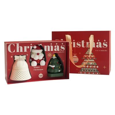 Logotipo personalizado Lujo Papel Rojo Caja de Navidad con mango para regalo Embalaje de alimentos Joyería Farmacia Diseño de marca