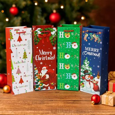 Bolsa de Papel de Navidad Pequeña Personalizada de lujo con mango de cinta