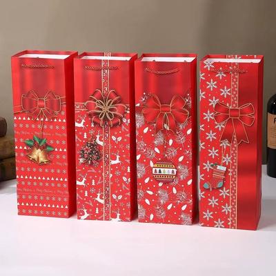 Bolsas de papel personalizadas impresas con su propio logotipo Bolsas de regalo de Navidad de papel para embalaje de vino