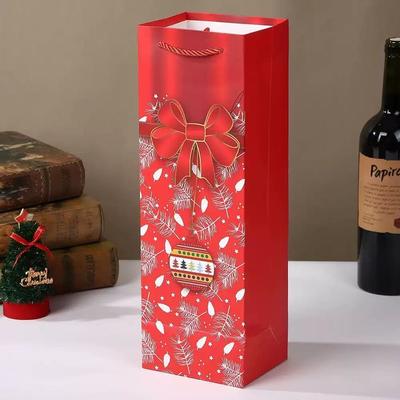 Bolsas de papel personalizadas impresas con su propio logotipo Bolsas de regalo de Navidad de papel para embalaje de vino