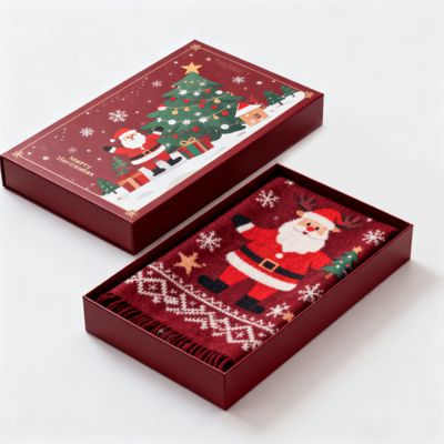 Cajas de regalo de Navidad de lujo personalizadas Cartón rígido mate para embalaje Bufanda vestido ropa interior camisa Materiales asépticos reciclados