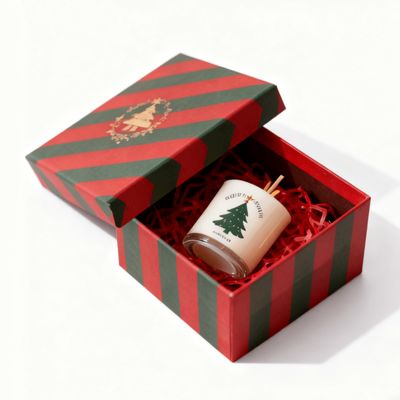 Fabrica de venta al por mayor de cartón personalizado de colores de Navidad caja de papel tapa y base de velas cajas con estampado