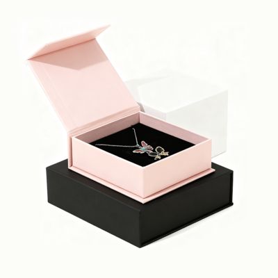 Juego de cajas magnéticas de cartón negro con logotipo personalizado para joyas, pestañas y gafas