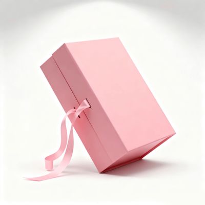 Caja plegable de cinta con logotipo personalizado, calidad, rosa, negra, forma rectangular, embalaje de papel artístico magnético para laminación mate y relieve