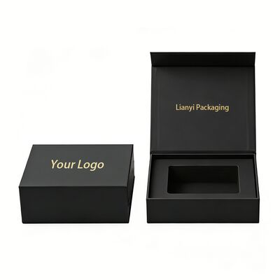 Cajas de papel biodegradables de lujo con logotipo personalizado premium, cajas de regalo rígidas magnéticas negras de cartón