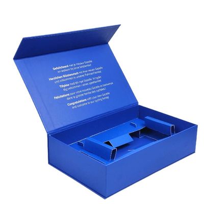 Envases de cajones de cartón abiertos de papel azul reciclable para cuidado de la piel elegante