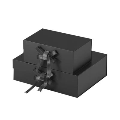 A5 caja plegable rígida profunda caja de regalo magnética plegable con diseño de corbata de arco de cinta